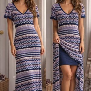 Jessica Simpson Chevron Maxi Dress Sz SM